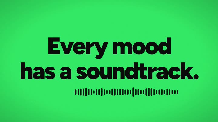 Green card reading Every mood has a soundtrack